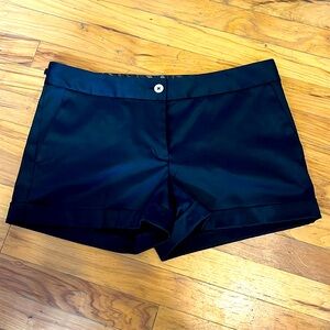 Vintage Y2K Express low-rise black satin shorts